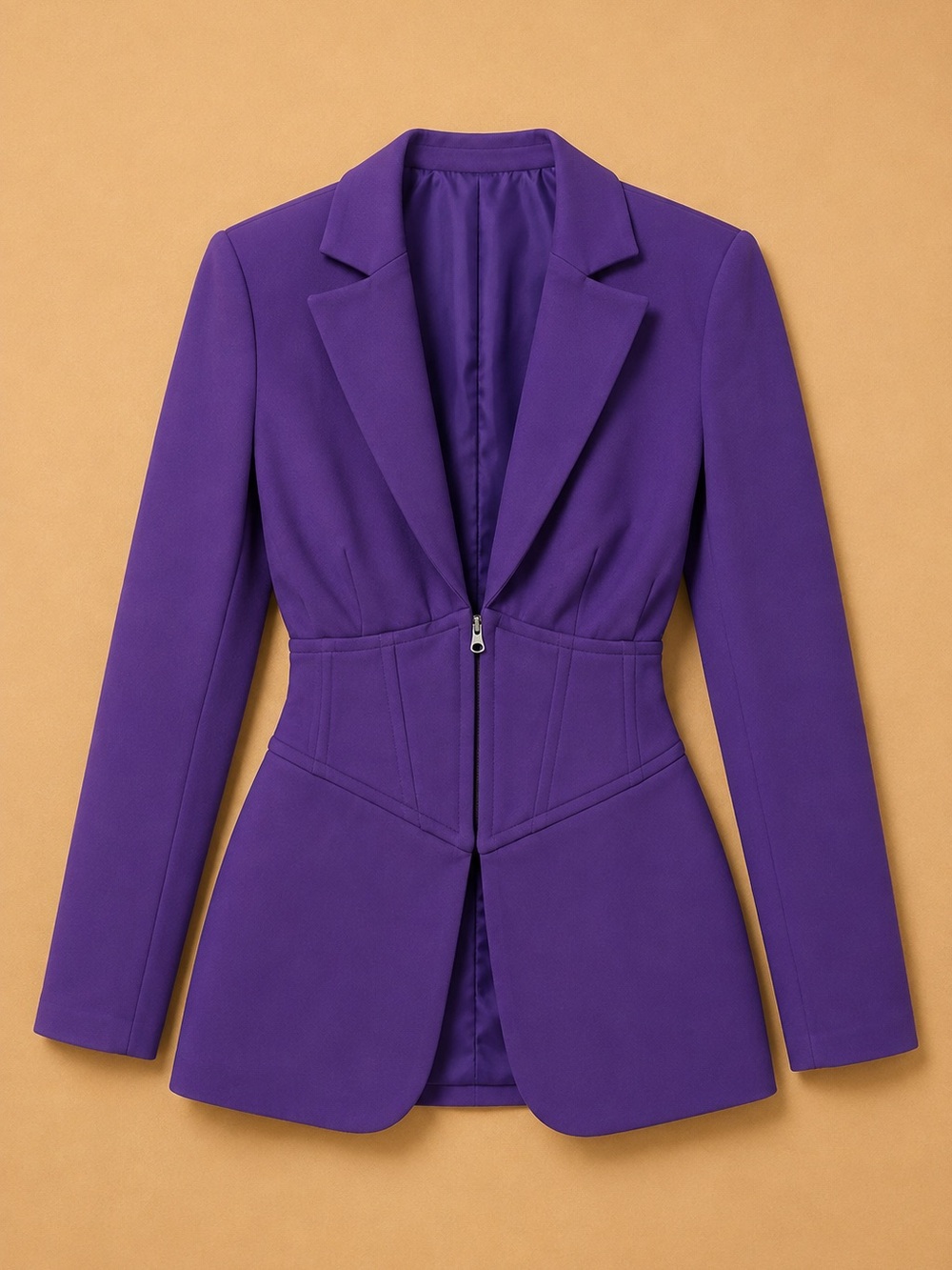 Purple Tailored Zip-Front Blazer